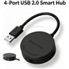 NONE Hub USB 2.0 con 4 porte, splitter USB portatile di forma rotonda, dotato di porta di alimentazione Micro USB per laptop, PC e computer desktop.