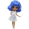 DBS ICY DBS blythe doll 1/6 bjd con pelle nera corpo nudo e viso opaco capelli misti blu BL7216/6208
