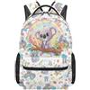 Dolyues Zaino scuola di terza elementare per ragazze elementari 8-10 anni carino gatto mucca stampa libro per bambini con tasche multiple, Koala Arcobaleno, Zaino daypack
