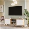 LBSIGN Mobile TV 160x40x60h Con Piedini 2 Ante E Vano Decoder Alessa Rovere E Bianco