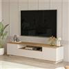 LBSIGN Mobile TV Da Terra 180x45x45 Beige E Rovere Effetto Legno Frame