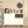 LBSIGN Mobile Cucina Con Vano Microonde 2 Ante 2 Cassetti Claudia Bianco