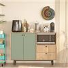 LBSIGN Mobile Cucina Con Vano Microonde 2 Ante 2 Cassetti Claudia Rovere E Verde Salvia