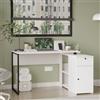 LBSIGN Scrivania Angolare 130x90x75h Con Anta Vani e Cassetto Nora Bianco