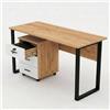 LBSIGN Scrivania Ufficio Con Gambe In Metallo E Cassettiera Con Rotelle Dante Rovere E Bianco