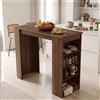 LBSIGN Tavolo Da Cucina Alto Con Ripiani Laterali 120x52x102H Clark Noce Scuro