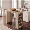 LBSIGN Tavolo Da Cucina Alto Con Ripiani Laterali 120x52x102H Clark Travertino