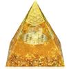 YATOJUZI Piramide orgonica da 6,1 cm, con cristalli dorati chakra reiki, pietre preziose per l'energia positiva, riducono lo stress, la saggezza, fortunato, il successo, adatto per yoga, meditazione,