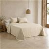 GAMUSI Copriletto per letto da 150/160 cm, leggero, per mezzo, primavera, estate, trapuntato, 250 x 270 cm, colore: beige
