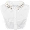 CABODYALS Camicetta Bianca con Colletto Finto con Bottoni Motivo Floreale Ricamato In Poliestere Staccabile Colletto Finto Decorativo Mezza Camicia Cinturino Regolabile per Abbigliamento Da Donna Abit