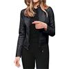 BOTCAM Giacca in pelle da donna corta - Giacca da montagna in ecopelle con chiusura a strappo, giacca in pelle per autunno inverno e moto, giacca bomber da motociclista, colletto da baseball, giacca in pelle