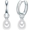 Valero Pearls Orecchini a Cerchio Donna Perle d'Acqua Dolce 6-7 mm Goccia | Perle coltivate, forma a goccia, bianche, argento 925, orecchini con perle, cerchio, gioiello elegante, raffinato