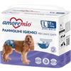 Amore Mio | 12 Pannolini Igienici per Cani e Gatti, Taglia L, Ø 36-61 cm, Mutande per Cani Usa e Getta, Antiodore, Chiusura Adesiva Regolabile - 1 Confezione da 12 Pannolini