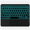 JMBAOTEK Tastiera Bluetooth con touchpad per iPad, tastiera spagnola Ñ wireless retroilluminata per tablet, Android, iOS e Windows, tastiera con 7 colori, ricaricabile, portatile, QWERTY per iPad, Samsung
