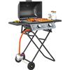 EasyComfort Barbecue a Gas Portatile con 2 Bruciatori e 2 Tavolini, Coperchio con Termometro e Ruote, Nero