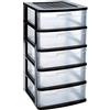 Acan Tradineur - Cassettiera Sena di ordinamento con 5 cassetti opachi, in plastica, torre di archiviazione multiuso, per la casa, 81 x 40 x 39 cm, nero