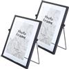 Aurobest 2 Pezzi Cornice Foto Vetro Verticale, 15 * 20cm Portafoto Metallo Nero, Cornice Foto Tavolo, Portafoto Vintage Pressato Mano DIY per Decorazione Casa, Fiori Secchi, Campioni Piante (Staffa Angolo 60°)