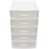 Virsus Cassettiera a Torre Multiuso 7134, misura 16x22x25cm, set 5 cassetti trasparenti con maniglia, organizer salvaspazio per piccoli oggetti, ufficio, camera da letto, scrivania (Bianco) - C