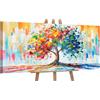 YS-Art Dipinto Originale Fatto a Mano | Albero Colorato Astratto su Tela
