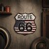 dingleiever Targa da parete vintage Route 66, design decorativo in metallo, decorazione rustica per la casa con corda (rosso scuro)