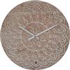 Rebecca Mobili Orologio da Appendere, Orologio da Parete Decorativo, Marrone Bianco, Mdf, con Quadrante Decorato, Stile Etnico - Dimensioni: Ø 50 cm x P 4,5 cm - Art. RE6894