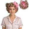 Silkenaire Cuffia da Notte in Raso Leopardo Fiocco 3D Donna Rosa 30cm Peluche