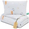 Totsy Baby Piumino lettino senza federa cotone Set coperta cuscino culla | 60x100 cm piumone trapunta per neonato bambino imbottitura leggera traspirante caldo Oeko Tex Orsi di peluche