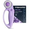 Fiskars Taglierina rotante ad anello, Explore Collection Ultra Lilac, lama in acciaio rettificato di precisione per tessuto, feltro e vinile, 45 mm