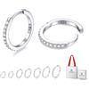 Just Being Cute Orecchini a cerchio piccoli per donna, argento sterling massiccio con zirconia cubica, orecchini huggie placcato oro bianco 14K｜Ipoallergenici, leggeri, ideali per uso quotidiano e regali carini