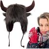 Generico Cappello Paraorecchie Da Bisonte Cappello In Corno Di Animale Orecchini Soffici Cappello Cosplay Bisonte Paraorecchie Di Halloween Animali Di Peluche Con Corna Cappelli A Tema Animali Paraorecchie Da