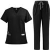 PengGengA Divisa Sanitaria Donna Uniforme Medico Set con Casacca e Pantalone Abbigliamento da Lavoro Multitasche