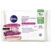 NIVEA Salviette struccanti morbide (1 x 25 pezzi) salviette struccante per pelle secca e sensibile, salviettine umidificate per viso, occhi, labbra e collo