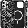 Yoedge Magnetica Cover per iPhone 14 Pro Fiori Pizzo, Aesthetic Nero Lace Motivo Vintage, Compatibile con MagSafe Silicone Custodia per Ragazza Donne, Antiurto Case per iPhone 14Pro 6,1