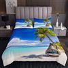 Tbrand Copriletto da spiaggia Ocean Hawaiian Beach coperta ragazzi ragazze palma foglia set copripiumino stampato mare estate vacanza blu trapuntato 2 pezzi singolo formato