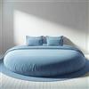 SOFT & SOFT AP Rotondo Completo Lenzuola per Letto Rotondo con 4 FEDERE-Azzurro
