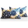 LRartdeco Blu e Giallo Federe Cuscino 30 x 50 CM Moderna Decorazioni Fodera Cuscini Home Decor Astratto Geométrico Copricuscino Set da 2 per Soggiorno Camera da Letto Divano letto Ufficio Picnic
