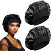 VJUYSW 2 Pezzi Cuffia Seta Capelli Ricci, Involucro di Seta per Capelli per Dormire, Cuffia Capelli Ricci Notte Bonnet per Capelli Ricci, Morbida e Confortevole Cuffia per Dormire in Raso,per Donna(Nero)
