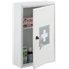 Relaxdays Armadietto Pronto Soccorso per Medicinali, Cassetta con Chiusura di Sicurezza, 32 x 21,5 x 8 cm, Bianco Grigio