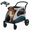 IDEALHOUSE Heavy Duty XL - Passeggino per cani grandi e anziani fino a 75 kg, telaio in acciaio, ruote ammortizzanti a 360°, freno, finestra in rete, tappetino rimovibile e lavabile, pieghevole con 1