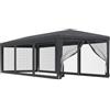 Generic Tenda per Feste con 8 Pareti in Rete Antracite 3x9 m in HDPE | Tetto impermeabile, telaio in ferro, resistente ai raggi UV, altezza gronda 2 m, include 1 corda e 8 paletti