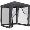 Generic Tenda per Feste con 4 Pareti in Rete Antracite 2x2 m in HDPE | Tetto impermeabile, telaio in ferro, resistente ai raggi UV, 4 pareti in mesh, cerniera ingresso, 1 corda e 8 paletti inclusi