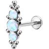 Hoisy 18G 1,0x10mm Piercing Naso Studs Titanio G23 Uomo, Rotondo con Opale e Zirconio Cubique, Piercing Bianco Argento Naso