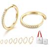 Just Being Cute Orecchini a cerchio piccoli per donna, argento sterling massiccio con zirconia cubica, orecchini huggie placcato oro bianco 14K｜Ipoallergenici, leggeri, ideali per uso quotidiano e regali carini