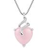 Vincent Paul COLLANA DONNA ARGENTO 925 RODIATO CON CUORE IN QUARZO ROSA E ZIRCONI PIETRA DURA NATURALE