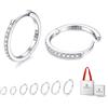 Just Being Cute Orecchini a cerchio piccoli per donna, argento sterling massiccio con zirconia cubica, orecchini huggie placcato oro bianco 14K｜Ipoallergenici, leggeri, ideali per uso quotidiano e regali carini