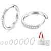 Just Being Cute Orecchini a cerchio piccoli per donna, argento sterling massiccio con zirconia cubica, orecchini huggie placcato oro bianco 14K｜Ipoallergenici, leggeri, ideali per uso quotidiano e regali carini