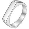 Beydodo Anelli in acciaio inox, anello da uomo, personalizzabile, 4 mm, anello rettangolare con sigillo dell'amicizia, anelli in argento, per uomini, taglia 49-65