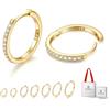 Just Being Cute Orecchini a cerchio piccoli per donna, argento sterling massiccio con zirconia cubica, orecchini huggie placcato oro bianco 14K｜Ipoallergenici, leggeri, ideali per uso quotidiano e regali carini