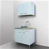 Yellowshop | Mobile cucina sottolavello a 2 ante cm 80 colore Bianco completo di lavello inox e scolapiatti serie Basic (Versione Sx)