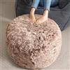 HIGOGOGO Pouf rotondo imbottito in pelliccia sintetica a pelo lungo con imbottitura in schiuma espansa, poggiapiedi peloso con vano portaoggetti, 65 x 40 cm, pouf da pavimento per soggiorno, caffè